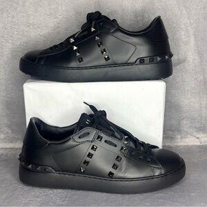 Valentino Rockstud Black Leather Sneakers EU 39 US 8 Designer